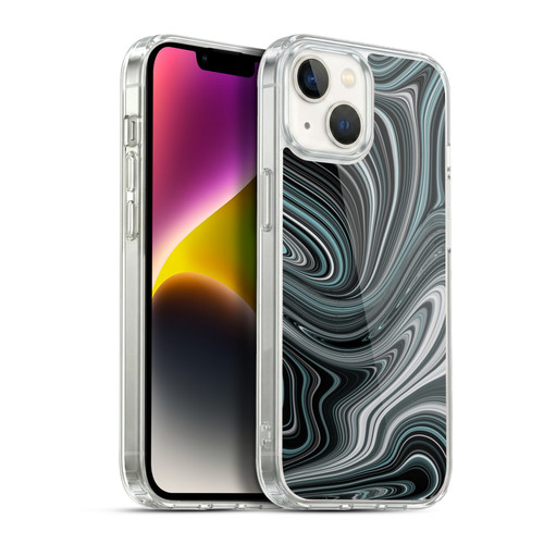 Suzan Lind Marble Swirls Teal And Black Soft Gel Case for Apple iPhone 14