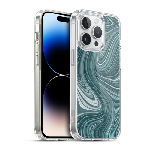 Suzan Lind Marble Swirls Teal Soft Gel Case for Apple iPhone 14 Pro & MagSafe