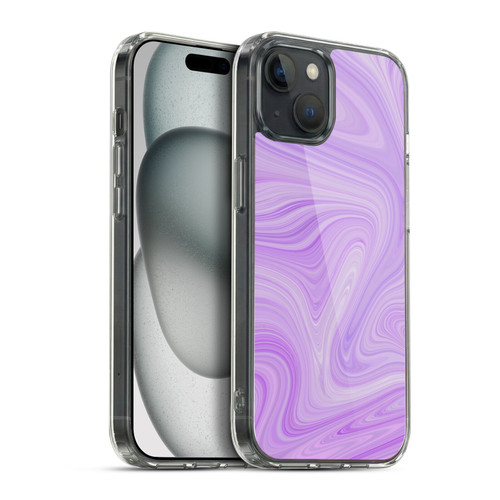 Suzan Lind Marble Swirls Purple White Soft Gel Case for Apple iPhone 15 Plus & MagSafe