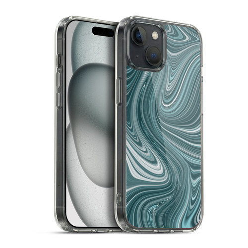 Suzan Lind Marble Swirls Teal Soft Gel Case for Apple iPhone 15 Plus & MagSafe