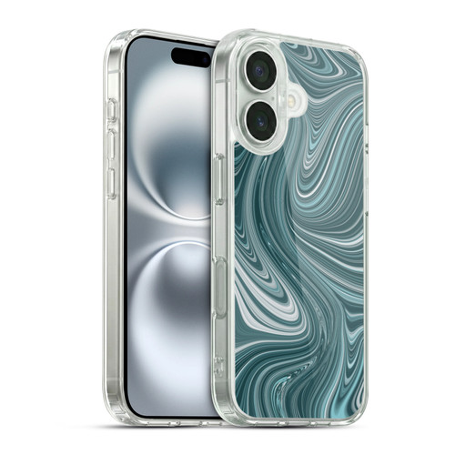 Suzan Lind Marble Swirls Teal Soft Gel Case for Apple iPhone 16 & MagSafe