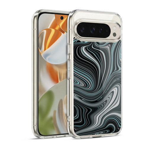 Suzan Lind Marble Swirls Teal And Black Soft Gel Case for Google Pixel 9 / Pixel 9 Pro