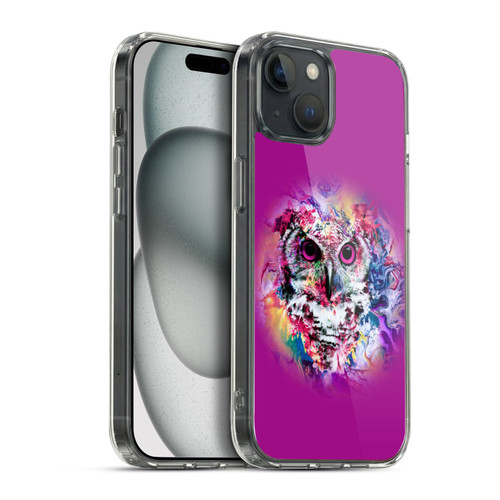 Riza Peker Animal Abstract Neon Owl Soft Gel Case for Apple iPhone 15 Plus & MagSafe