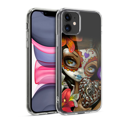 Strangeling Art Day of Dead Heart Charm Soft Gel Case for Apple iPhone 11