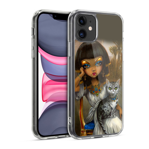 Strangeling Art Egyptian Girl with Cat Soft Gel Case for Apple iPhone 11