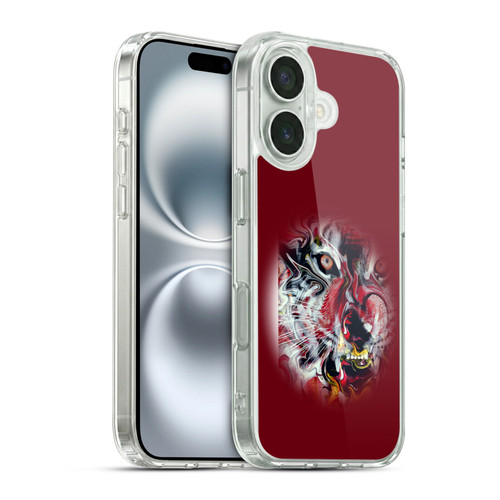Riza Peker Animal Abstract Warm Tiger Soft Gel Case for Apple iPhone 16 & MagSafe