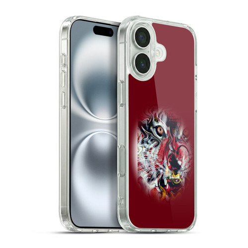 Riza Peker Animal Abstract Warm Tiger Soft Gel Case for Apple iPhone 16 Plus & MagSafe