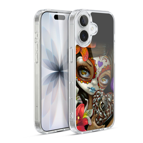 Strangeling Art Day of Dead Heart Charm Soft Gel Case for Apple iPhone 17