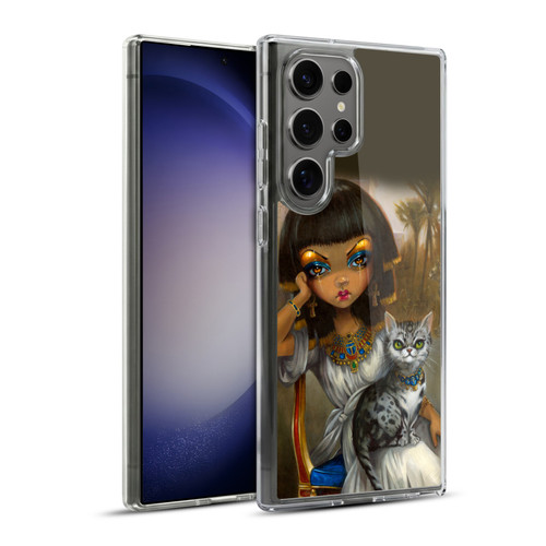 Strangeling Art Egyptian Girl with Cat Soft Gel Case for Samsung Galaxy S23 Ultra 5G & MagSafe