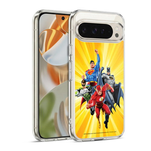 Justice League DC Comics Airbrushed Heroes Yellow Soft Gel Case for Google Pixel 9 / Pixel 9 Pro