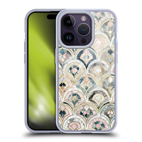 Micklyn Le Feuvre Marble Patterns Art Deco Tiles In Soft Pastels Soft Gel Case for Apple iPhone 14 Pro
