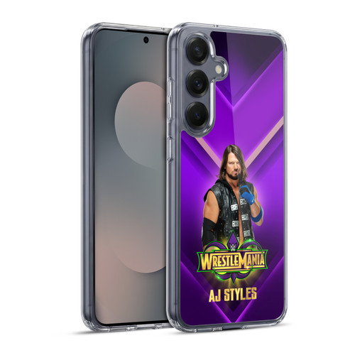 WWE Wrestlemania 34 Superstars AJ Styles Soft Gel Case for Samsung Galaxy S25+ & MagSafe