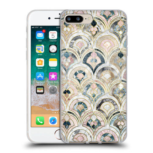 Micklyn Le Feuvre Marble Patterns Art Deco Tiles In Soft Pastels Soft Gel Case for Apple iPhone 7 Plus / iPhone 8 Plus