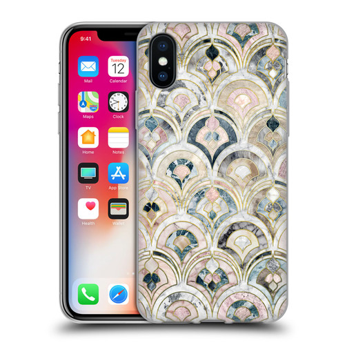 Micklyn Le Feuvre Marble Patterns Art Deco Tiles In Soft Pastels Soft Gel Case for Apple iPhone X / iPhone XS