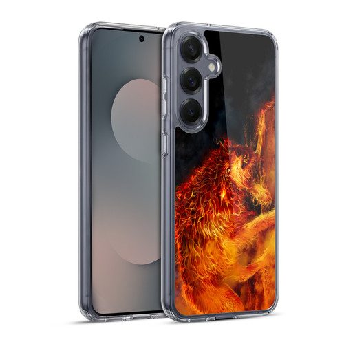 Tom Wood Fire Creatures Wolf Stalker Soft Gel Case for Samsung Galaxy S25+ & MagSafe