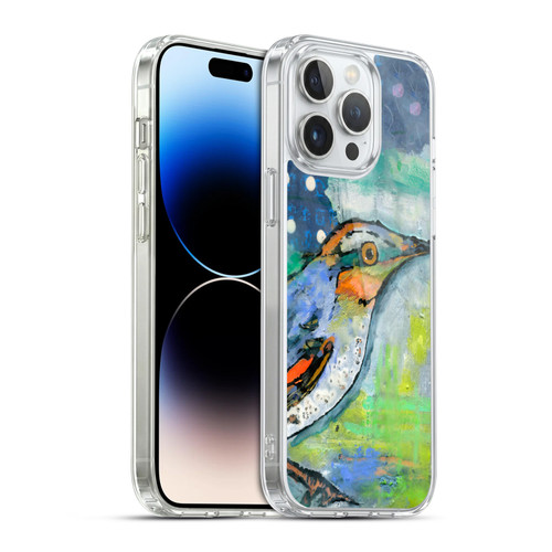 Wyanne Birds Blue and Orange Feathers Soft Gel Case for Apple iPhone 14 Pro Max & MagSafe