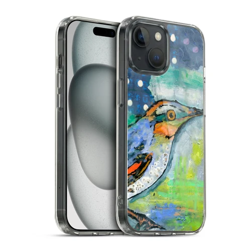 Wyanne Birds Blue and Orange Feathers Soft Gel Case for Apple iPhone 15 & MagSafe