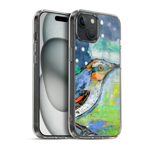 Wyanne Birds Blue and Orange Feathers Soft Gel Case for Apple iPhone 15 Plus & MagSafe