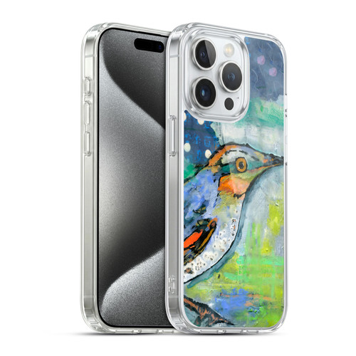Wyanne Birds Blue and Orange Feathers Soft Gel Case for Apple iPhone 15 Pro & MagSafe