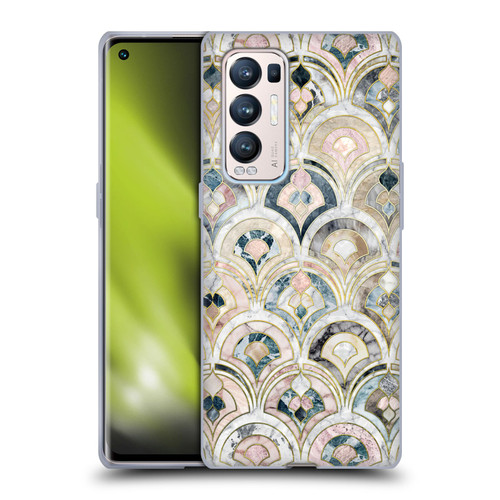 Micklyn Le Feuvre Marble Patterns Art Deco Tiles In Soft Pastels Soft Gel Case for OPPO Find X3 Neo / Reno5 Pro+ 5G