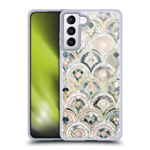 Micklyn Le Feuvre Marble Patterns Art Deco Tiles In Soft Pastels Soft Gel Case for Samsung Galaxy S21+ 5G
