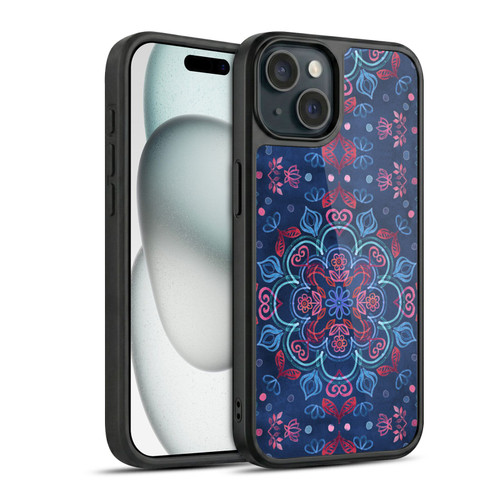 Micklyn Le Feuvre Mandala Cherry Red and Navy Blue Gel Armour Case For Apple iPhone 15