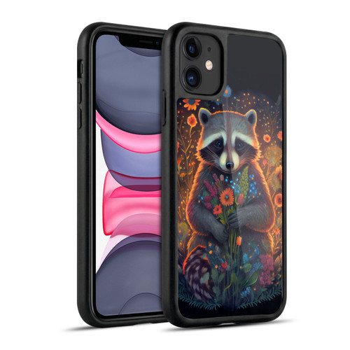 JK Stewart Key Art Raccoon Holding Flowers Gel Armour Case For Apple iPhone 11