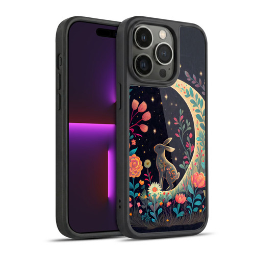 JK Stewart Key Art Rabbit On Crescent Moon Gel Armour Case For Apple iPhone 14 Pro