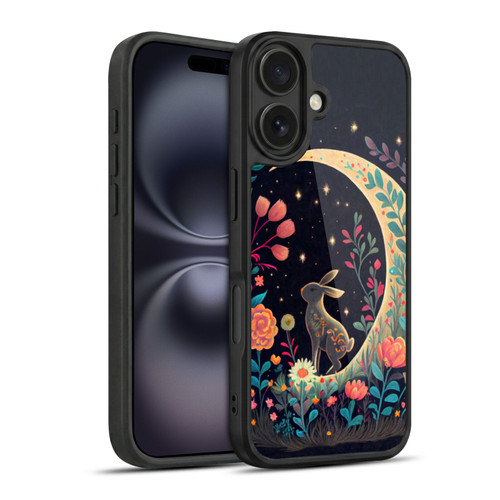 JK Stewart Key Art Rabbit On Crescent Moon Gel Armour Case For Apple iPhone 16