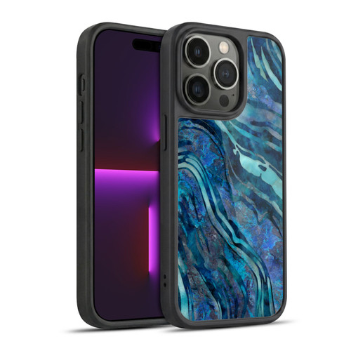 LebensArt Geo Liquid Marble Blue Tea Gel Armour Case For Apple iPhone 14 Pro