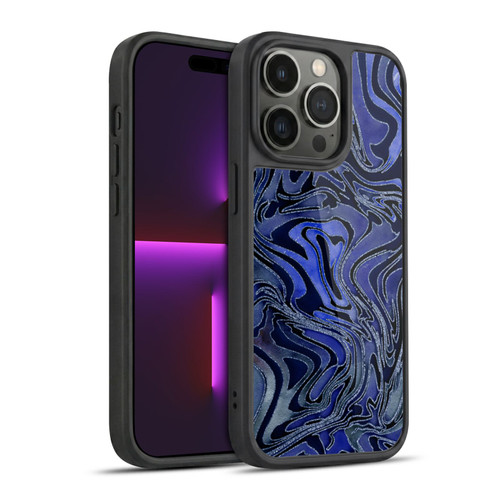 LebensArt Geo Liquid Marble Indigo Gel Armour Case For Apple iPhone 14 Pro