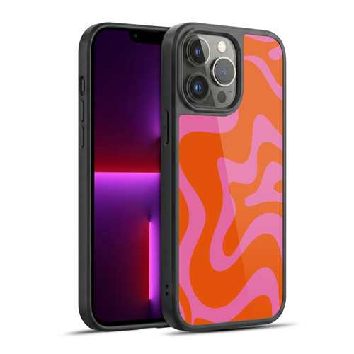 Kierkegaard Design Studio Retro Abstract Patterns Hot Pink Orange Swirl Gel Armour Case For Apple iPhone 13 Pro Max