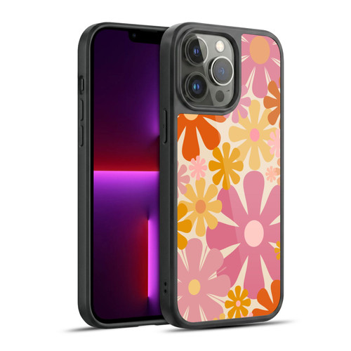 Kierkegaard Design Studio Retro Abstract Patterns Pink Orange Thulian Flowers Gel Armour Case For Apple iPhone 13 Pro Max