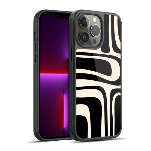 Kierkegaard Design Studio Retro Abstract Patterns Palm Springs Black Cream Gel Armour Case For Apple iPhone 13 Pro Max