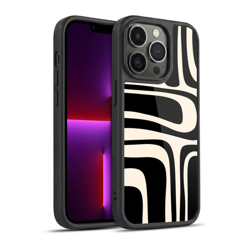 Kierkegaard Design Studio Retro Abstract Patterns Palm Springs Black Cream Gel Armour Case For Apple iPhone 13 Pro