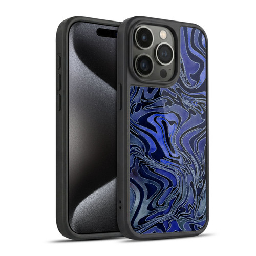 LebensArt Geo Liquid Marble Indigo Gel Armour Case For Apple iPhone 15 Pro
