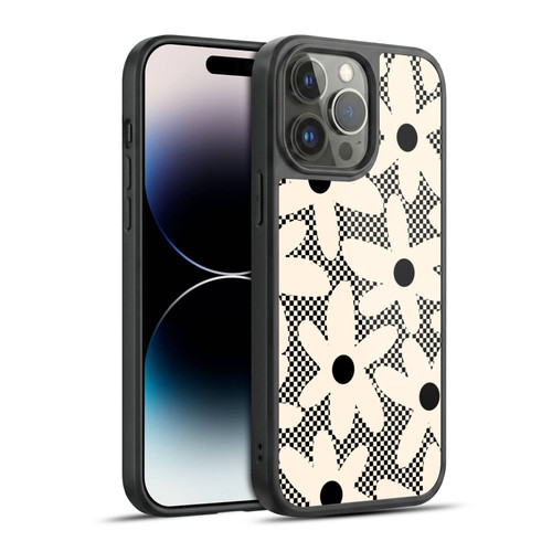 Kierkegaard Design Studio Retro Abstract Patterns Daisy Black Cream Dots Check Gel Armour Case For Apple iPhone 14 Pro Max