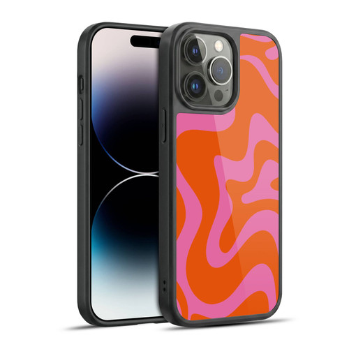 Kierkegaard Design Studio Retro Abstract Patterns Hot Pink Orange Swirl Gel Armour Case For Apple iPhone 14 Pro Max