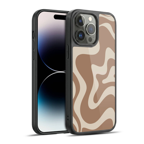 Kierkegaard Design Studio Retro Abstract Patterns Milk Brown Beige Swirl Gel Armour Case For Apple iPhone 14 Pro Max