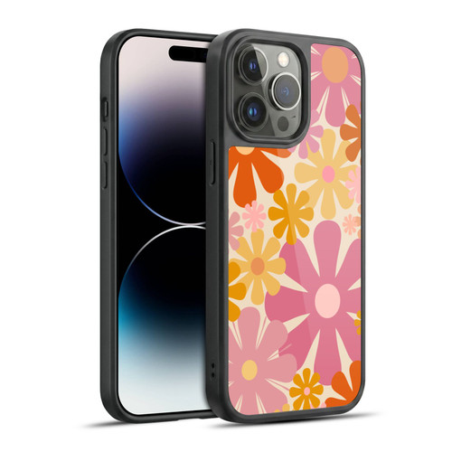 Kierkegaard Design Studio Retro Abstract Patterns Pink Orange Thulian Flowers Gel Armour Case For Apple iPhone 14 Pro Max