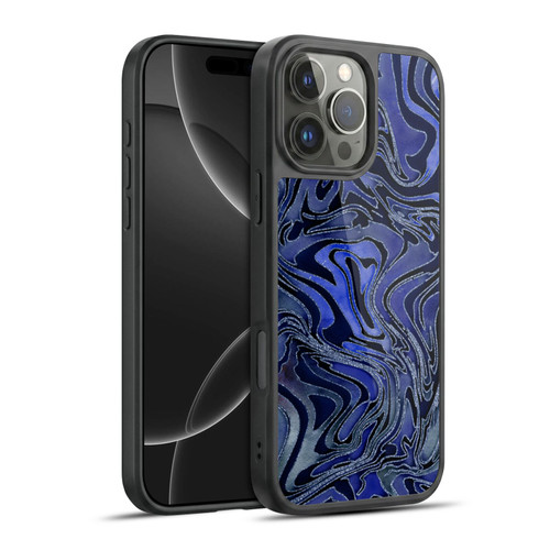 LebensArt Geo Liquid Marble Indigo Gel Armour Case For Apple iPhone 16 Pro Max