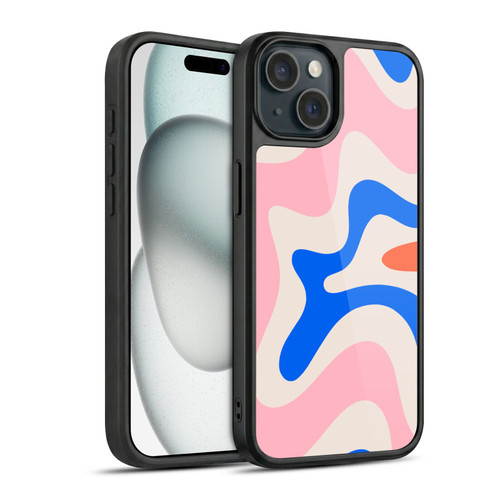 Kierkegaard Design Studio Retro Abstract Patterns Pink Blue Orange Swirl Gel Armour Case For Apple iPhone 15