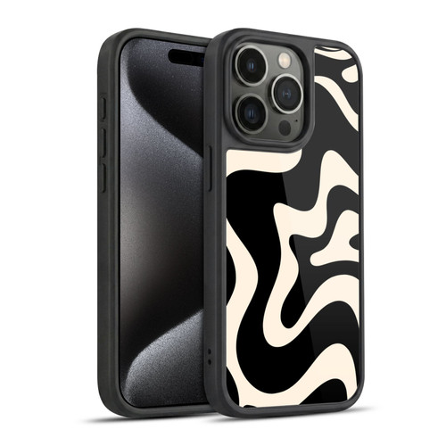 Kierkegaard Design Studio Retro Abstract Patterns Black Almond Cream Swirl Gel Armour Case For Apple iPhone 15 Pro