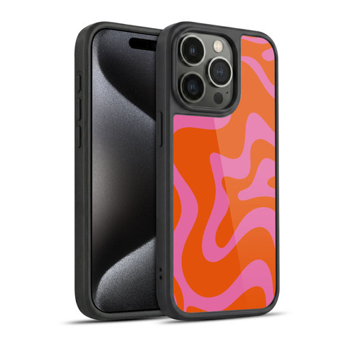 Kierkegaard Design Studio Retro Abstract Patterns Hot Pink Orange Swirl Gel Armour Case For Apple iPhone 15 Pro