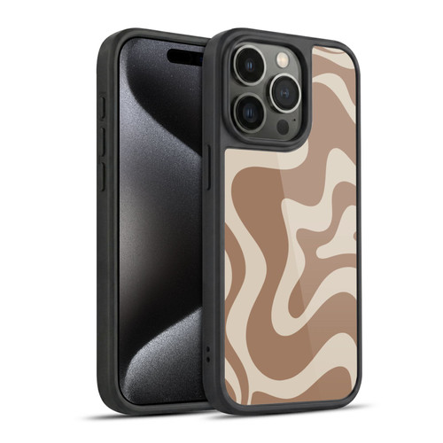 Kierkegaard Design Studio Retro Abstract Patterns Milk Brown Beige Swirl Gel Armour Case For Apple iPhone 15 Pro