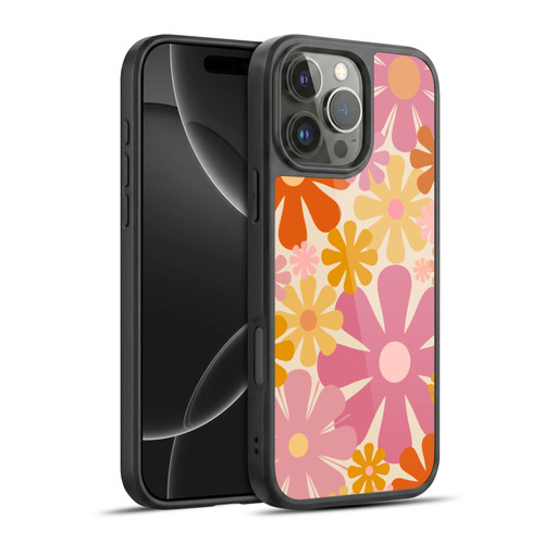 Kierkegaard Design Studio Retro Abstract Patterns Pink Orange Thulian Flowers Gel Armour Case For Apple iPhone 16 Pro Max