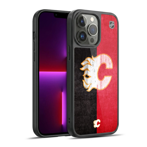 NHL Calgary Flames Half Distressed Gel Armour Case For Apple iPhone 13 Pro Max