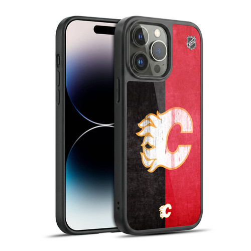 NHL Calgary Flames Half Distressed Gel Armour Case For Apple iPhone 14 Pro Max