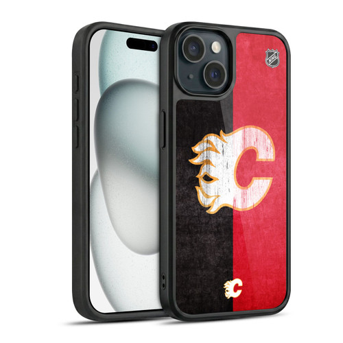NHL Calgary Flames Half Distressed Gel Armour Case For Apple iPhone 15