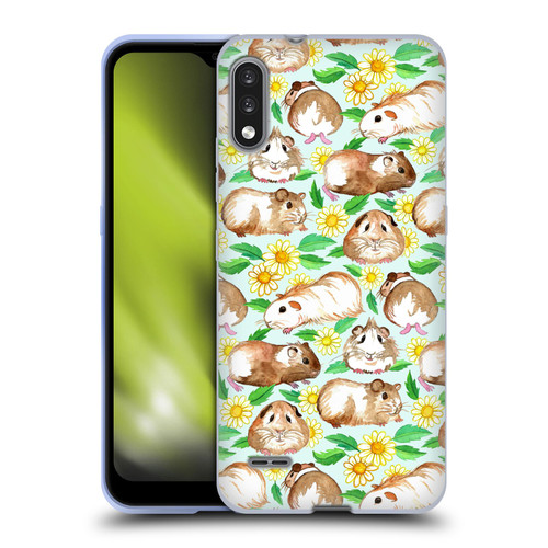 Micklyn Le Feuvre Patterns 2 Guinea Pigs And Daisies In Watercolour On Mint Soft Gel Case for LG K22